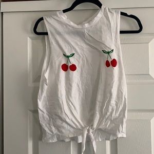 Cherry front knot tank top
